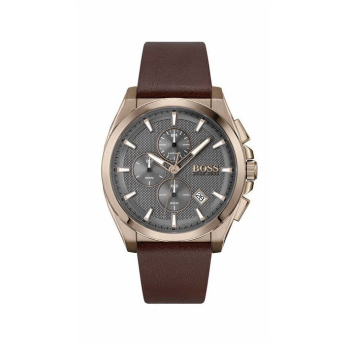 Buy Hugo Boss Mens Quartz Brown Leather Strap Grey Dial 46mm Watch - 1513882 in Pakistan