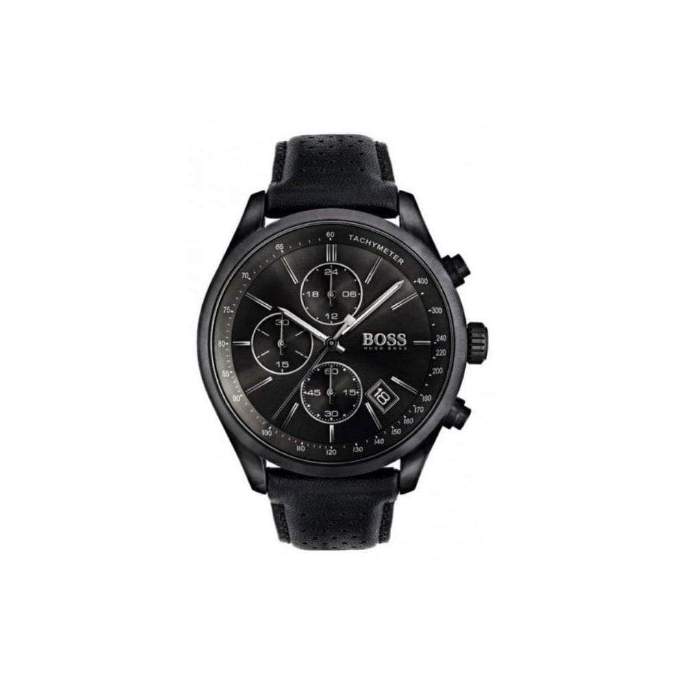 Buy Hugo Boss Mens Chronograph Quartz Leather Strap Black Dial 44mm Watch - 1513474 in Pakistan