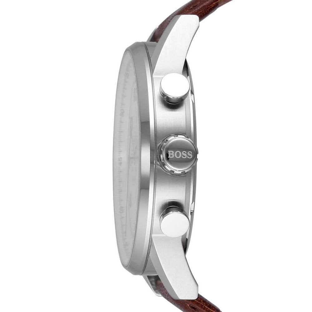 Buy Hugo Boss Mens Quartz Brown Leather Strap Silver Dial 44mm Watch - 1513495 in Pakistan