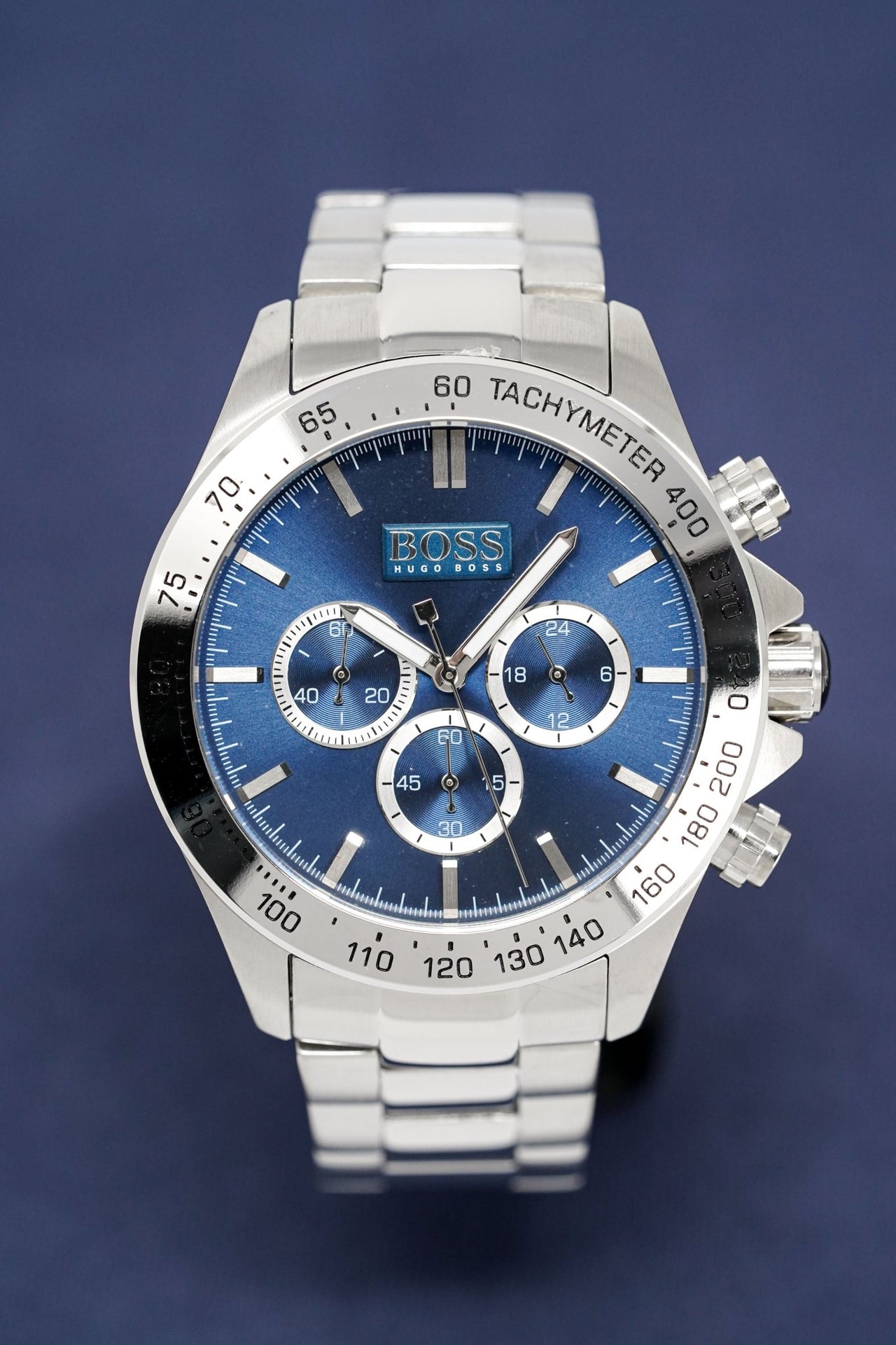 Buy Hugo Boss Mens Chronograph Quartz Stainless Steel Blue Dial 46mm Watch - 1512963 in Pakistan
