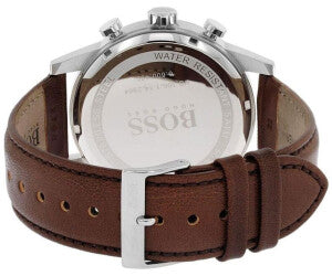 Buy Hugo Boss Mens Quartz Brown Leather Strap Silver Dial 44mm Watch - 1513495 in Pakistan