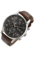 Buy Hugo Boss Mens Quartz Brown Leather Strap Black Dial 44mm Watch - 1513494 in Pakistan