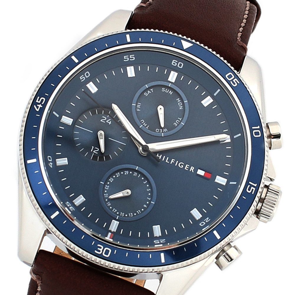 Buy Tommy Hilfiger Mens Quartz Leather Strap Blue Dial 44mm Watch - 1791837 in Pakistan