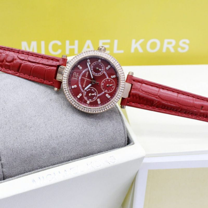 Buy Michael Kors Mini Parker Red Dial Red Leather Strap Ladies Watch - Mk6451 in Pakistan