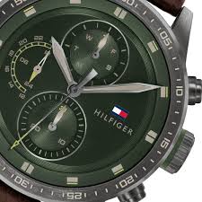 Buy Tommy Hilfiger Mens Quartz Leather Strap Green Dial 46mm Watch - 1791809 in Pakistan
