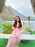 Buy Shein Floral Square Neck Shirred A-line Dress in Pakistan