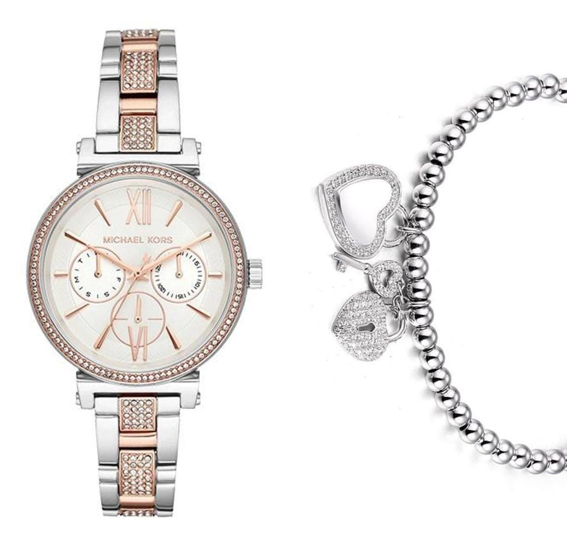 Buy Michael Kors Women's Sofie White Dial Two Tone Stainless Steel Strap Watch  - Mk4353 in Pakistan