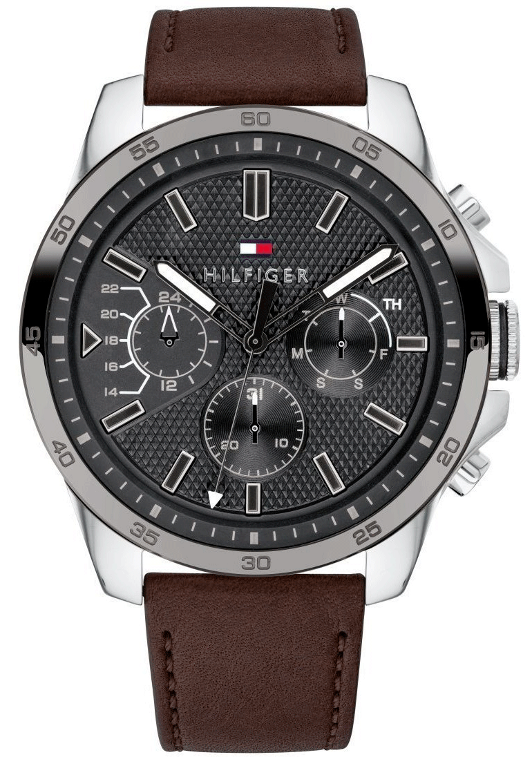 Buy Tommy Hilfiger Mens Quartz Leather Strap Grey Dial 48mm Watch - 1791562 in Pakistan