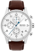Buy Hugo Boss Mens Quartz Brown Leather Strap Silver Dial 44mm Watch - 1513495 in Pakistan