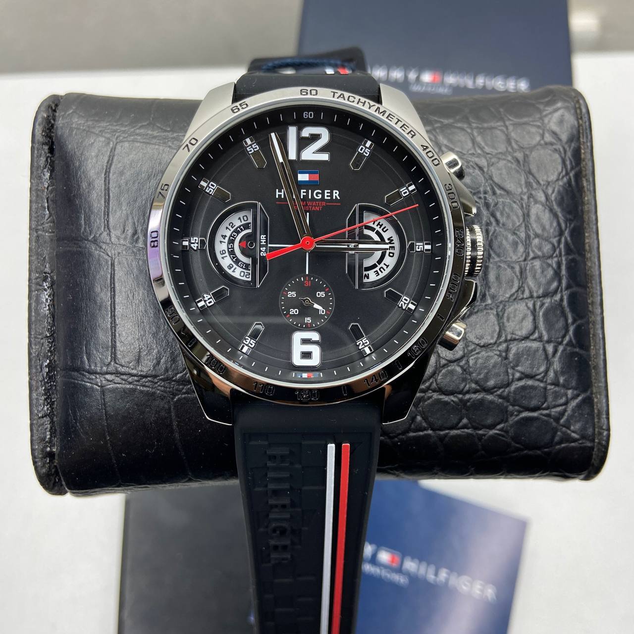 Buy Tommy Hilfiger Mens Quartz Silicone Strap Black Dial 46mm Watch - 1791473 in Pakistan