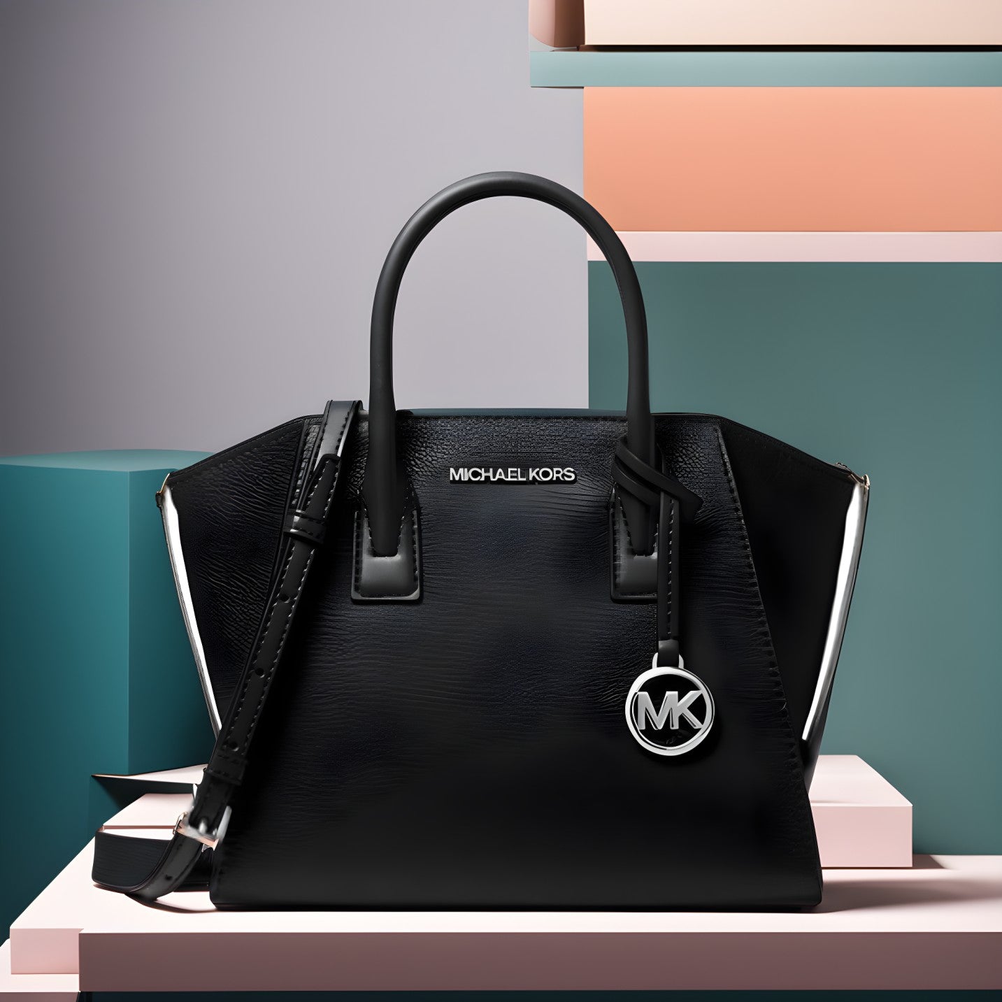 Buy Michael Kors Signature Coated Canvas and Leather Avril Satchel Bag Large in Pakistan