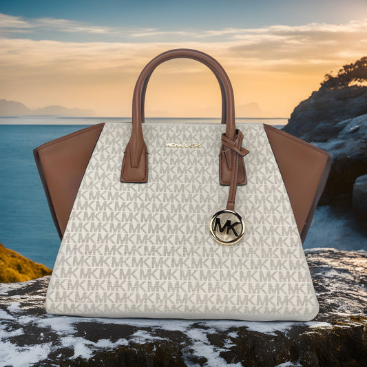 Buy Michael Kors Signature Coated Canvas and Leather Avril Satchel Bag Large in Pakistan