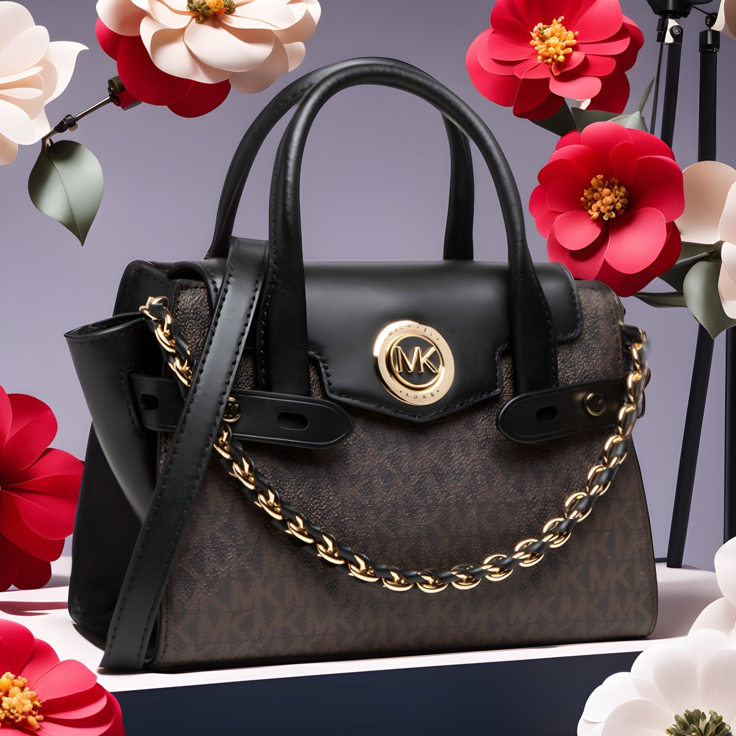 Buy Michael Kors White Tan Signature Coated Canvas and Leather Carmen Satchel Bag Small in Pakistan