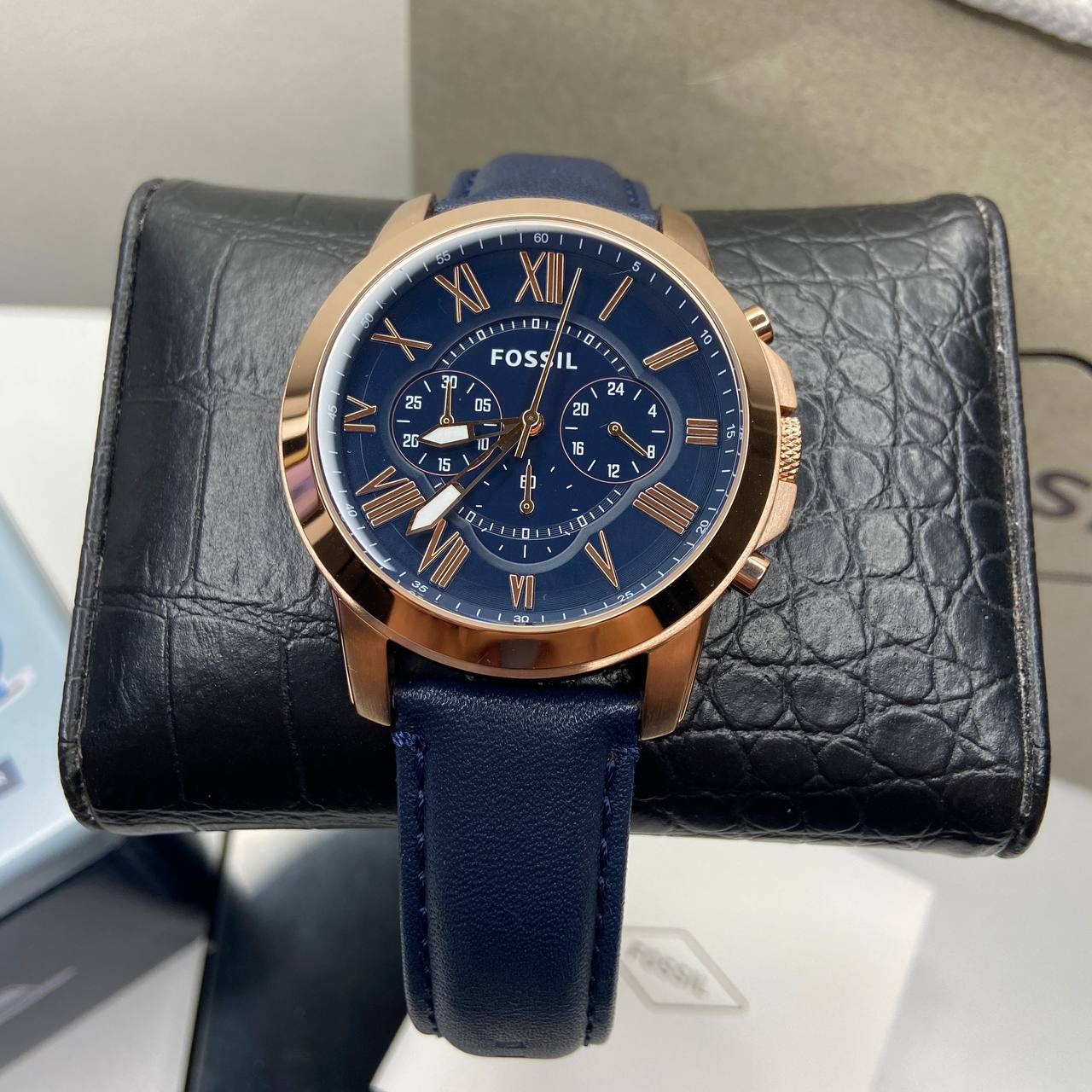Buy Fossil Men's Quartz Chronograph Blue Leather Strap Blue Dial 44mm Watch FS4835 in Pakistan