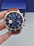 Buy Tommy Hilfiger Mens Quartz Brown Leather Strap Blue Dial 46mm Watch - 1791137 in Pakistan