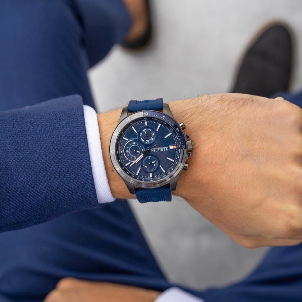 Buy Tommy Hilfiger Mens Quartz Silicone Strap Blue Dial 46mm Watch - 1791721 in Pakistan
