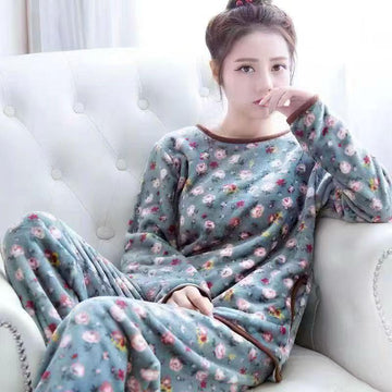 Buy Sajiero Fleece Pajama Suit - Flora Hush in Pakistan