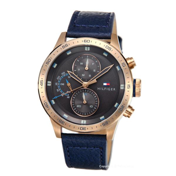 Buy Tommy Hilfiger Mens Quartz Blue Leather Strap Grey Dial 46mm Watch - 1791808 in Pakistan