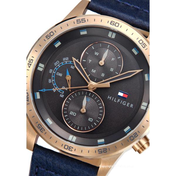 Buy Tommy Hilfiger Mens Quartz Blue Leather Strap Grey Dial 46mm Watch - 1791808 in Pakistan