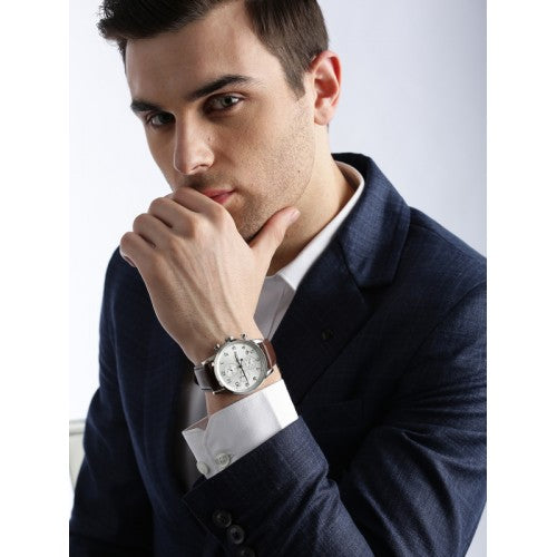 Buy Hugo Boss Mens Quartz Brown Leather Strap Silver Dial 44mm Watch - 1513495 in Pakistan