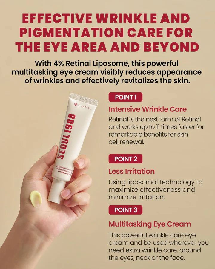 Buy K-SECRET SEOUL 1988 Eye Cream : Retinal Liposome 4% + Fermented Bean - 30ml in Pakistan