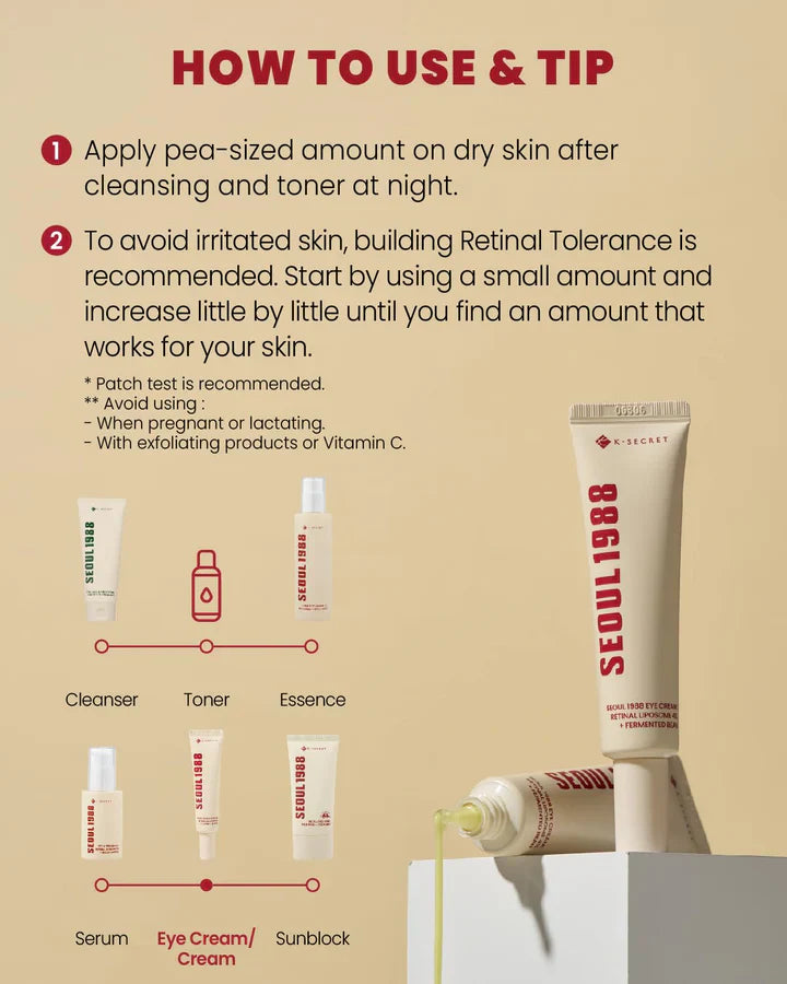 Buy K-SECRET SEOUL 1988 Eye Cream : Retinal Liposome 4% + Fermented Bean - 30ml in Pakistan