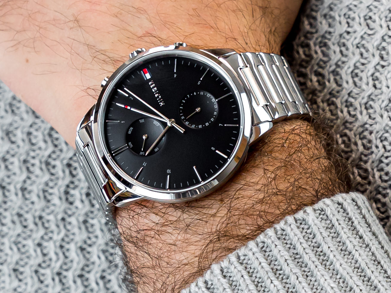 Buy Tommy Hilfiger Mens Quartz Stainless Steel Black Dial 44mm Watch - 1710407 in Pakistan