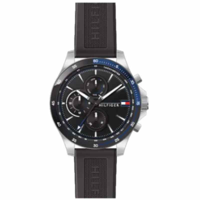 Buy Tommy Hilfiger Mens Quartz Silicone Strap Black Dial 46mm Watch - 1791724 in Pakistan