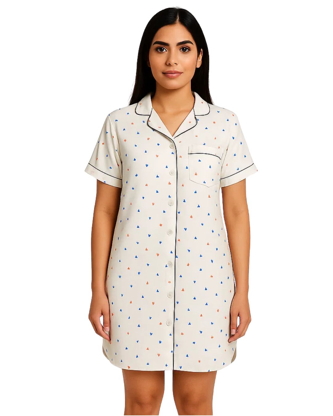 Buy Sajiero Long Shirt - Silk Dot in Pakistan