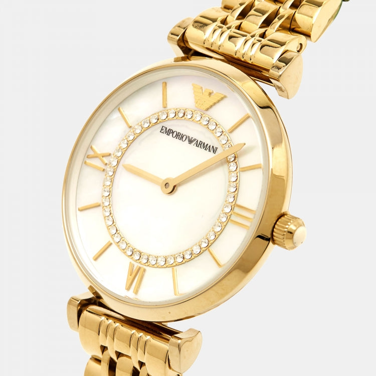 Buy Emporio Armani Classic Mother of Pearl Dial Gold Steel Strap Watch for Women - AR1907 in Pakistan