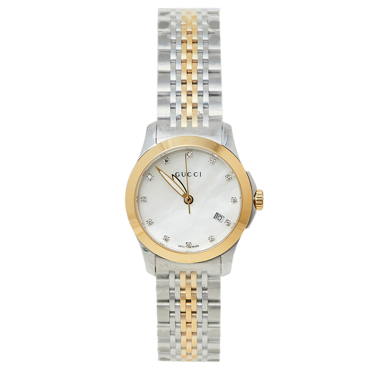 Buy Gucci G Timeless Mother of Pearl Dial Two Tone Steel Strap Watch for Women - YA126513 in Pakistan