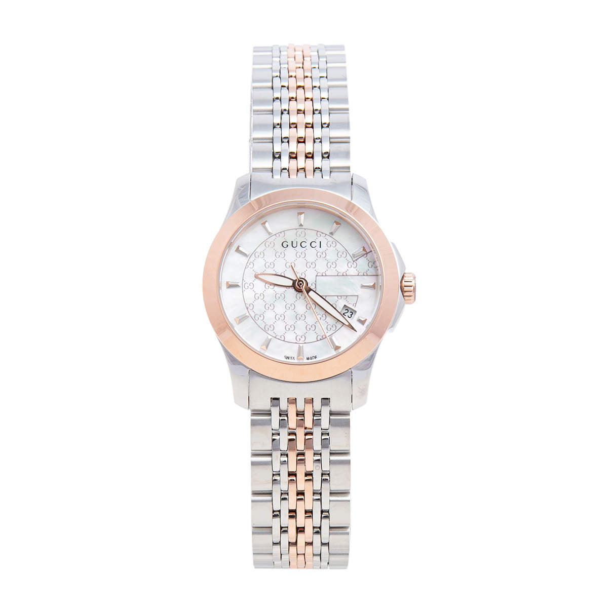 Buy Gucci G-Timeless Mother of Pearl Dial Two Tone Steel Strap Watch for Women - YA126539 in Pakistan
