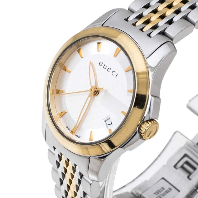 Buy Gucci G Timeless Silver Dial Two Tone Steel Strap Watch for Men - YA126409 in Pakistan