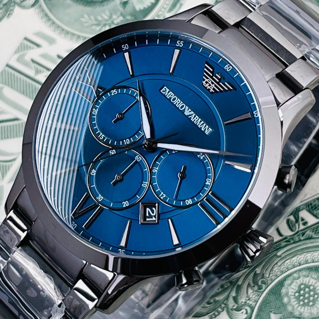Buy Emporio Armani Men's Chronograph Quartz Stainless Steel Blue Dial 43mm Watch AR11348 in Pakistan