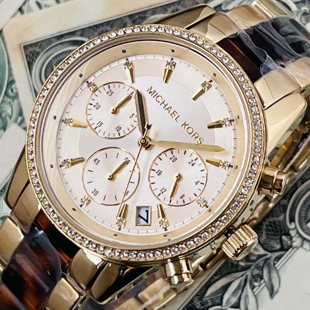 Buy Michael Kors Ritz Gold Dial Two Tone Steel Strap Watch for Women - MK6322 in Pakistan