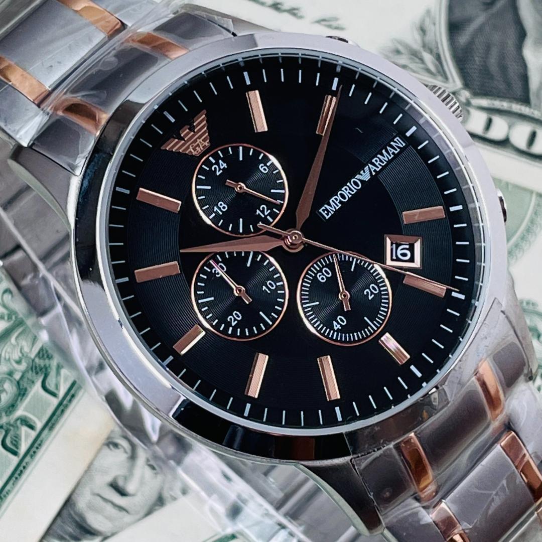 Buy Emporio Armani Blue Dial Two Tone Steel Strap Watch for Men - AR80025 in Pakistan