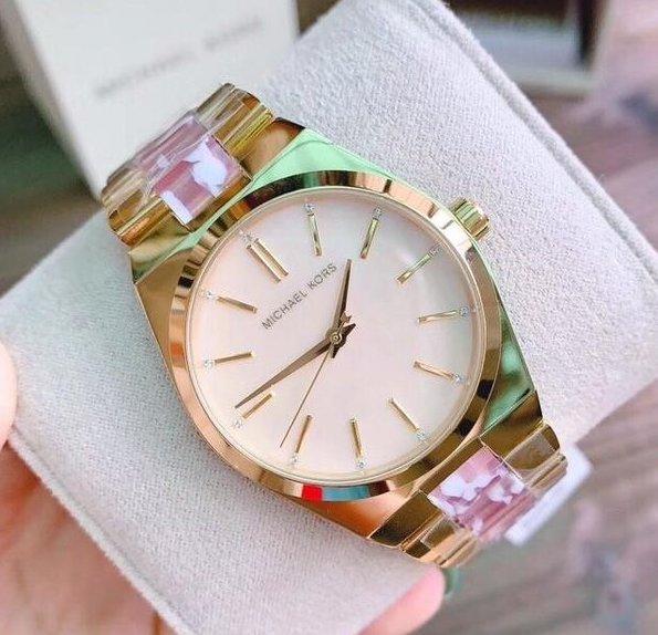 Buy Michael Kors Channing Pink Dial Two Tone Steel Strap Watch for Women - MK6650 in Pakistan