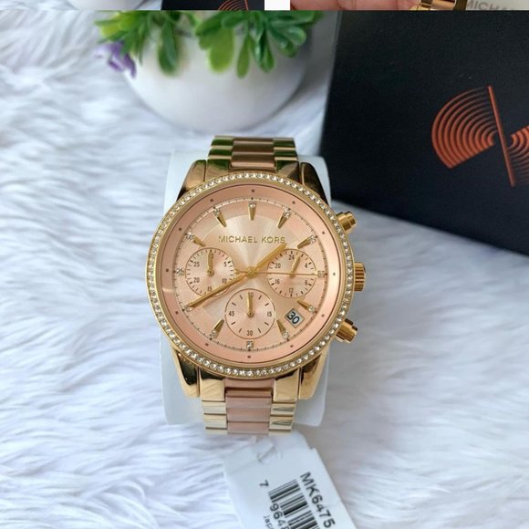 Buy Michael Kors Ritz Chronograph Gold Dial Two-tone Stainless Steel Womens Watch - Mk6475 in Pakistan