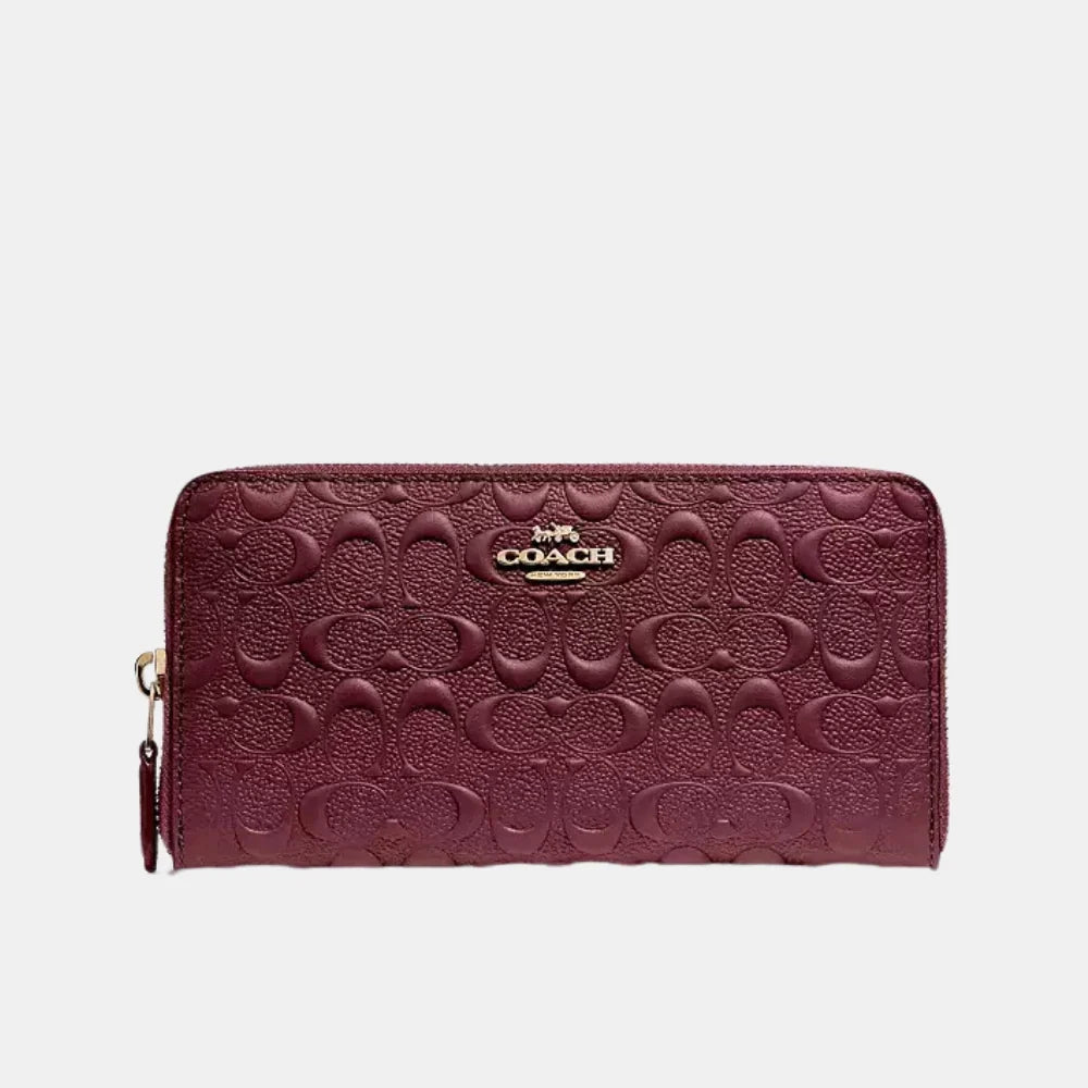 Buy Coach Accordion Zip Wallet in Signature Debossed Patent Leather (Maroon) in Pakistan