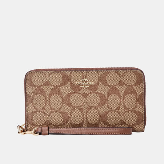 Buy Coach Signature Long Zip-Around Wallet (Khaki Redwood) in Pakistan