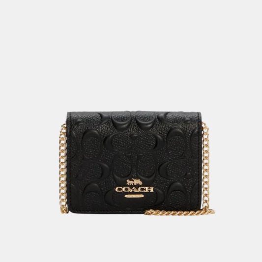 Buy Coach Mini Wallet On Chain In Signature Leather (Black) in Pakistan