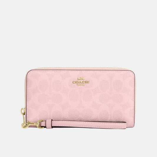 Buy Coach Long Zip Around Wallet In Signature Canvas (Powder Pink) in Pakistan