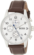 Buy Hugo Boss Mens Quartz Brown Leather Strap Silver Dial 44mm Watch - 1513495 in Pakistan