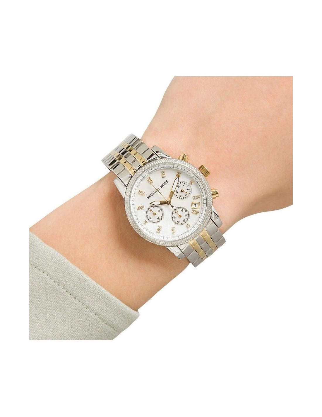 Buy Michael Kors Jet Set Chronograph White Dial Two-tone Strap Ladies Watch - Mk5057 in Pakistan
