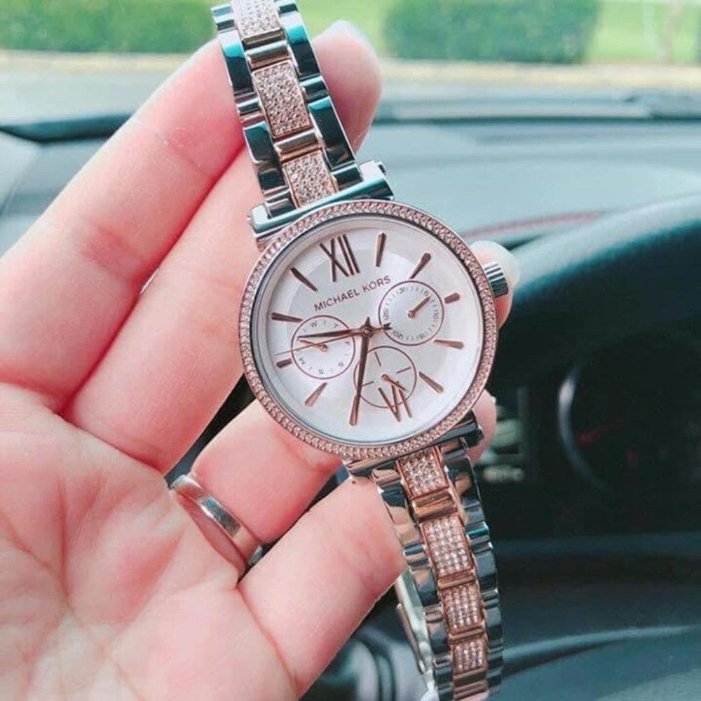 Buy Michael Kors Women's Sofie White Dial Two Tone Stainless Steel Strap Watch  - Mk4353 in Pakistan