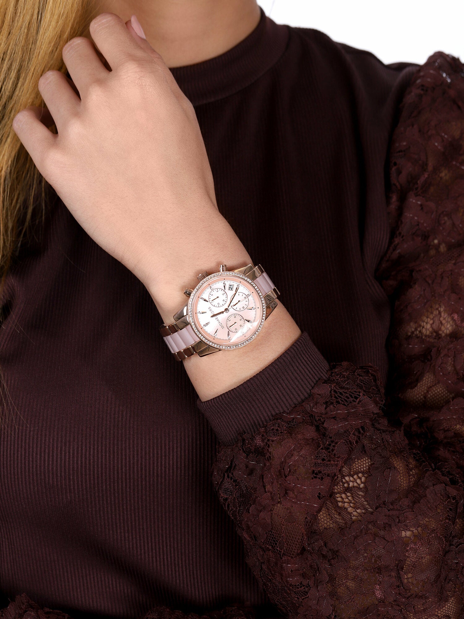 Buy Michael Kors Ritz Chronograph Quartz Crystal Two Tone Strap Ladies Watch - MK6769 in Pakistan