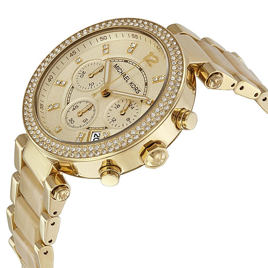 Buy Michael Kors Parker Chronograph Champagne Gold Dial Gold Steel Strap Ladies Watch - Mk5632 in Pakistan