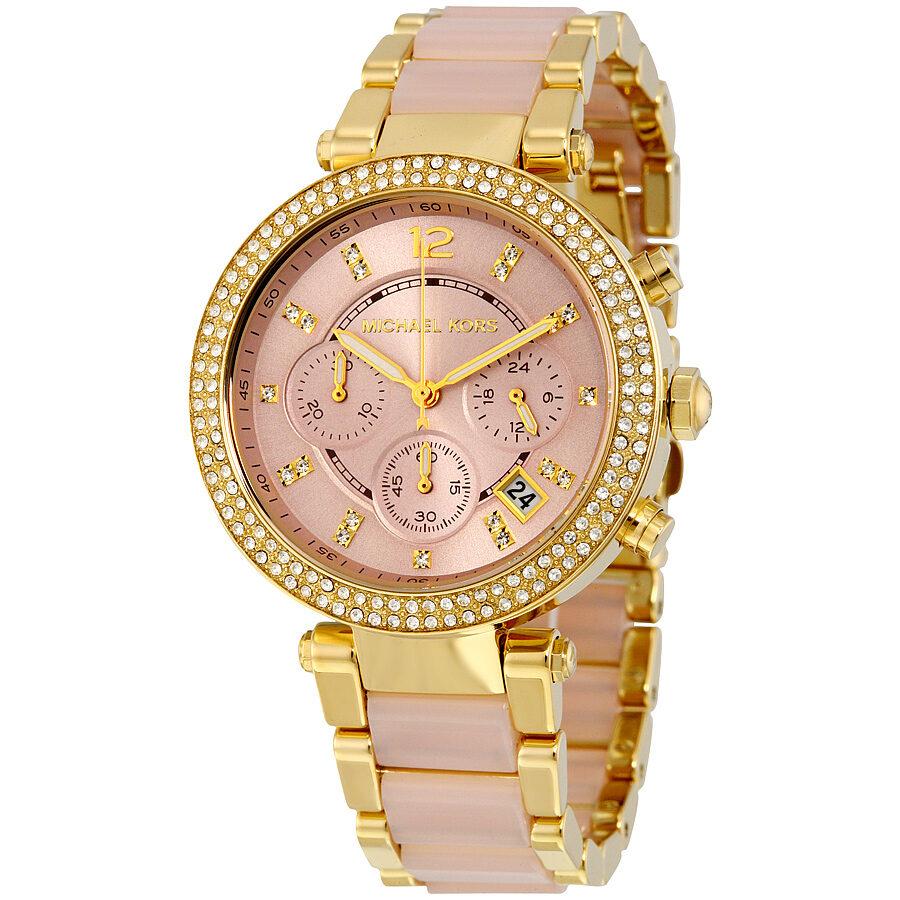 Buy Michael Kors Parker Chronograph Pink Dial Two Tone Strap Watch for Women - Mk6326 in Pakistan
