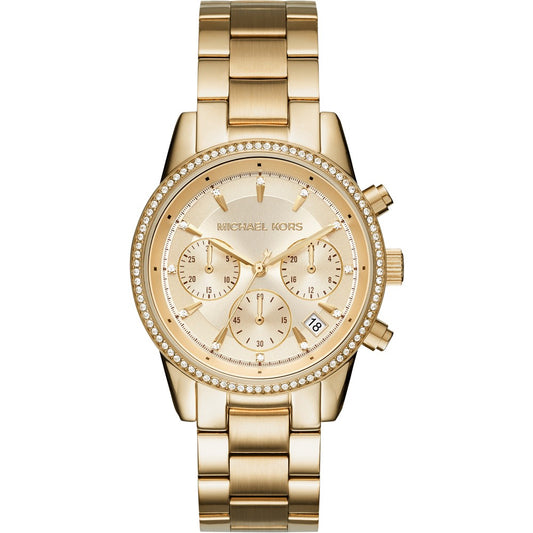 Buy Michael Kors Ritz Chronograph Gold Dial Gold Steel Strap Watch for Women - MK6356 in Pakistan