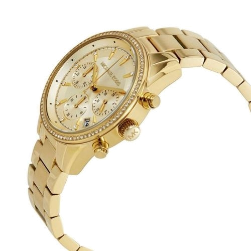 Buy Michael Kors Ritz Chronograph Gold Dial Gold Steel Strap Watch for Women - MK6356 in Pakistan